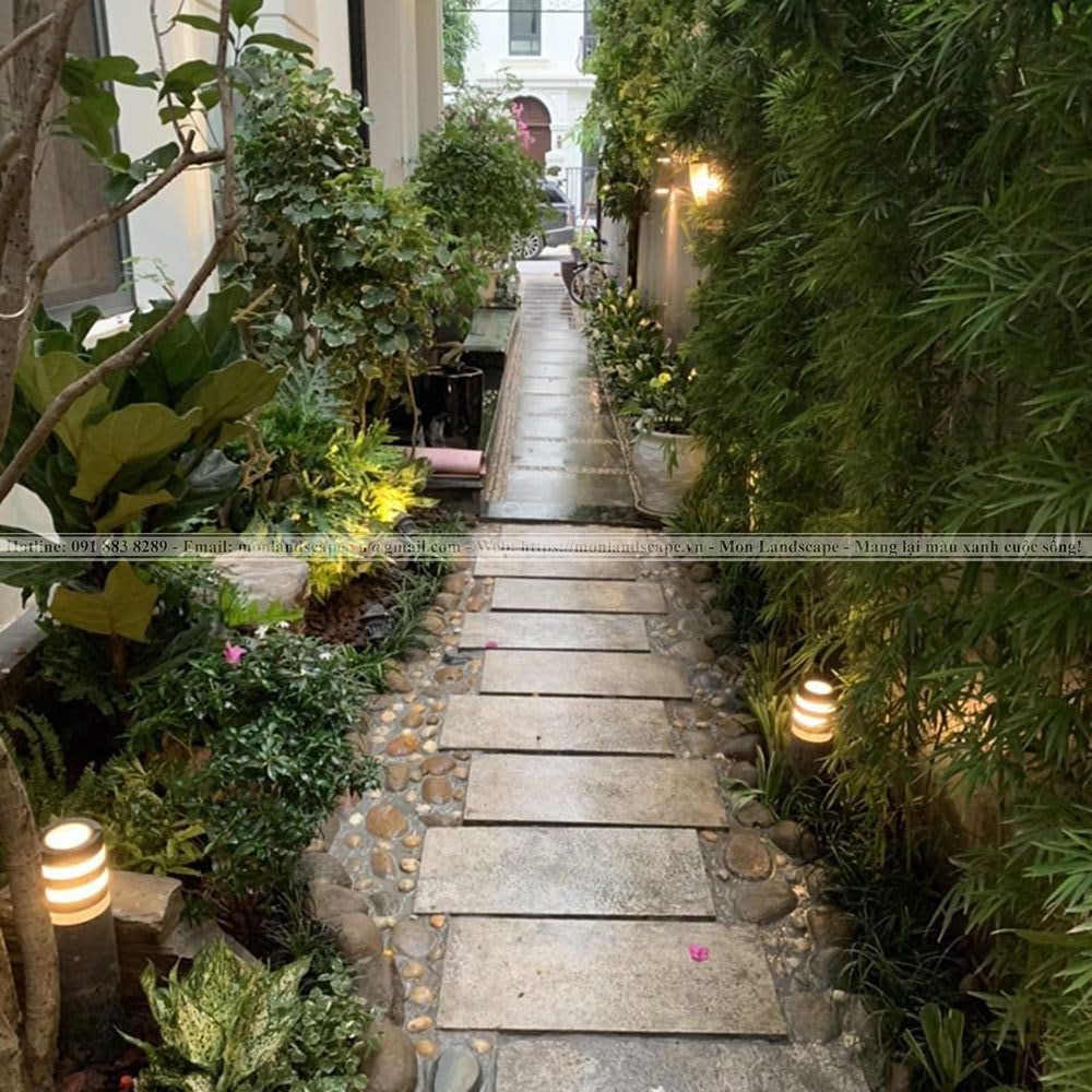 Tiểu cảnh sân vườn bên hông nhà